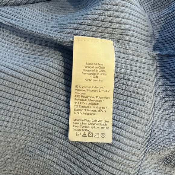 J. CREW $168 BLUE SUPERSCULPT RUFFLE NECK SWEATER MINI DRESS SIZE LARGE - Picture 8 of 12